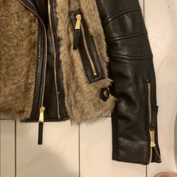 BCBGeneration leather/faux fur bomber jacket. - Picture 3 of 4